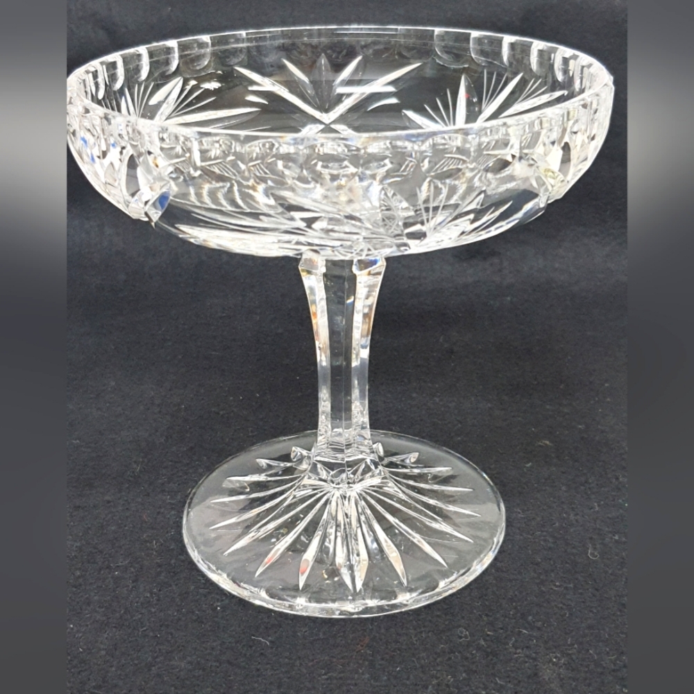 Candy Dish, Victoria's Curio, Vintage, Brilliant Cut Etched Flower, 6" × 6"